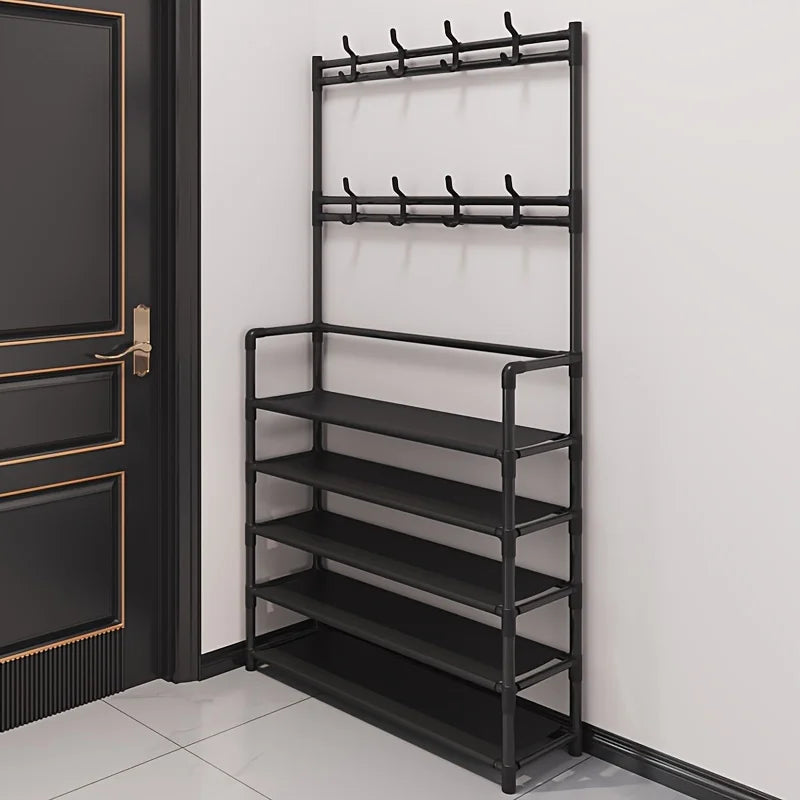 Coat Rack with Shoe Storage Shelf Multi-Layer Steel Frame – EntryMate