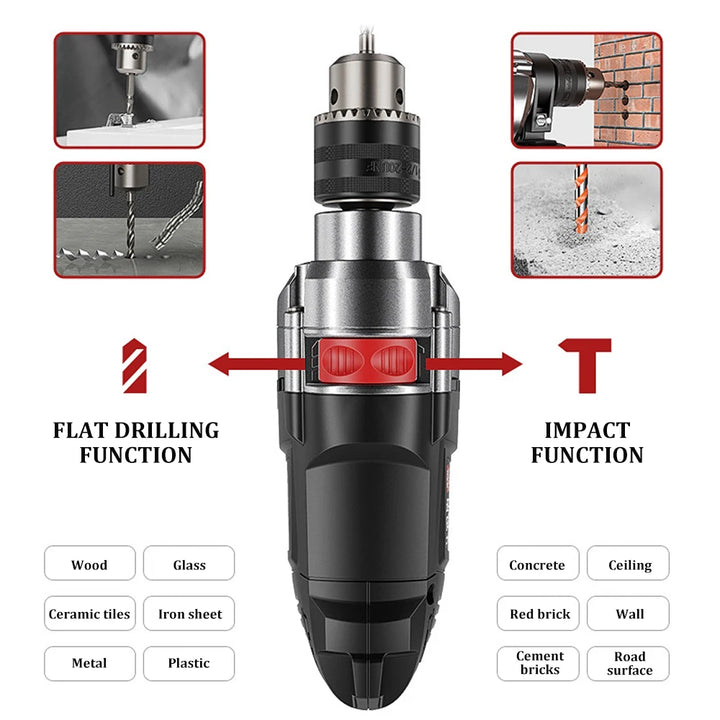 780W Electric Hammer & Drill with Variable Speed – DrillForce