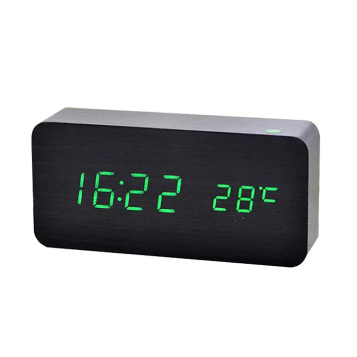 Digital wooden alarm clock with LED display – WoodSync