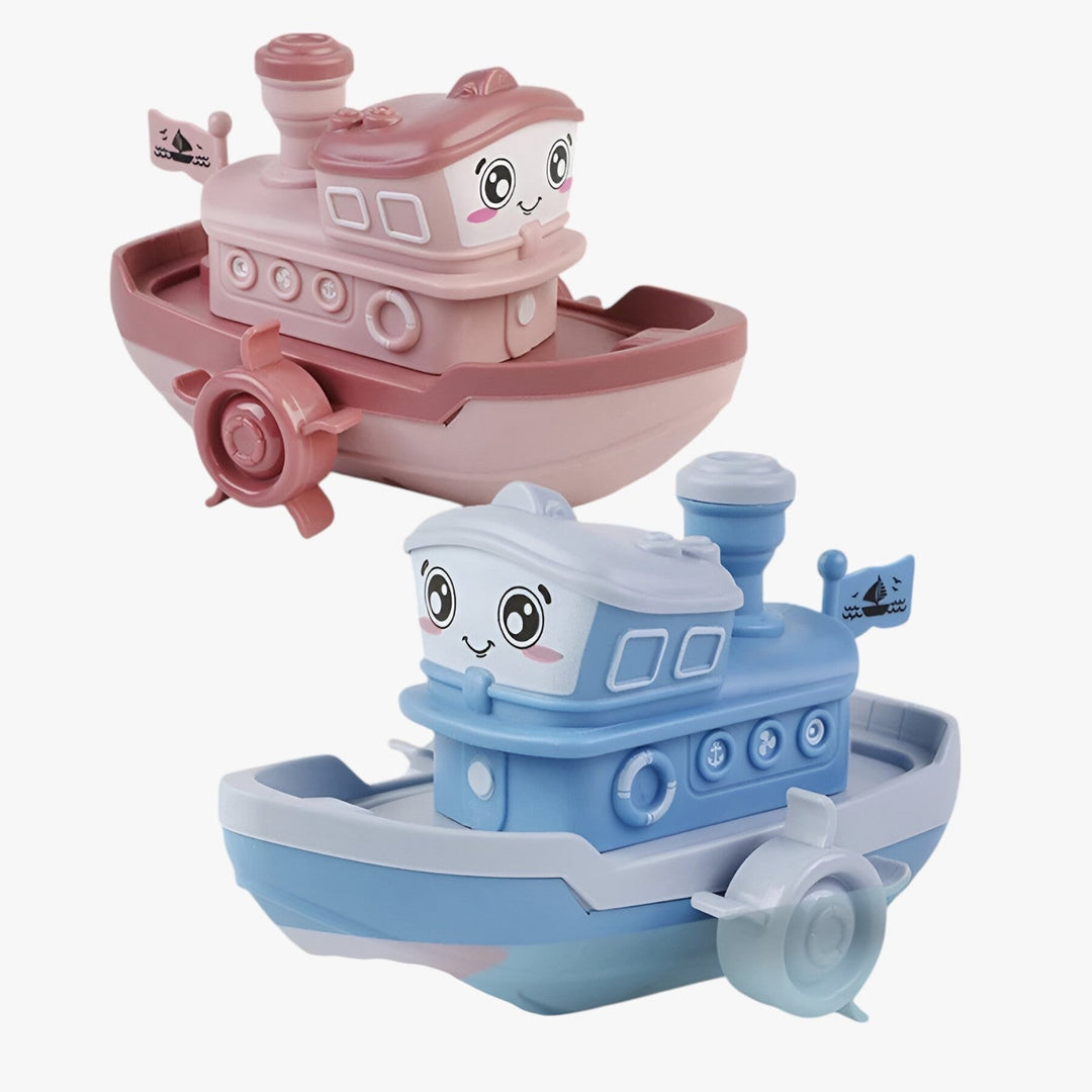 Wind-up bath boat for children – water fun
