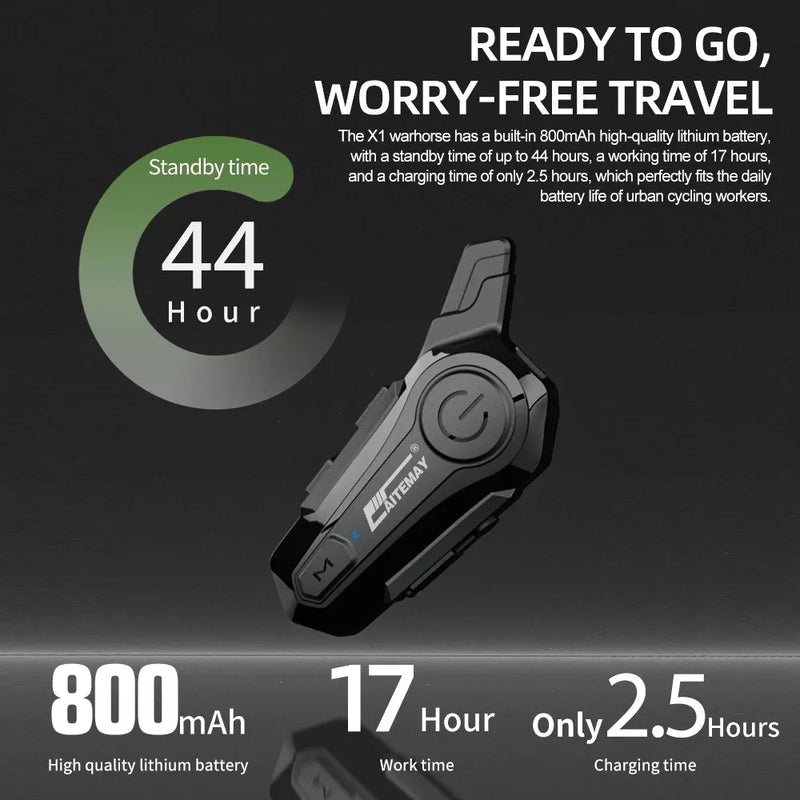 Bluetooth Motorcycle Helmet Intercom Headset with 1000m Range & IPX6 Waterproof – RoadComm