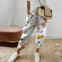 Boho women's trousers with leaf pattern – Selina
