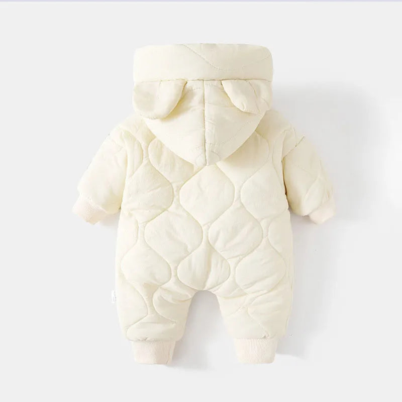 Hooded baby snowsuit with bear motif – cosy & warm for winter