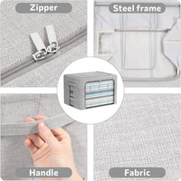 Stackable Linen Fabric Storage Boxes with Clear Window – Elara