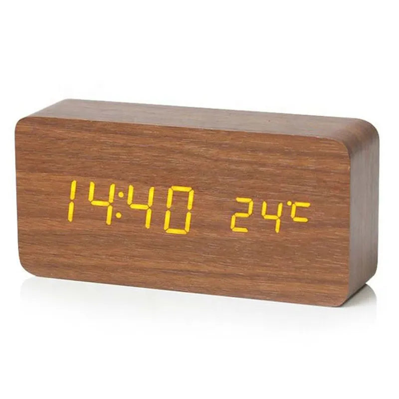 Digital wooden alarm clock with LED display – WoodSync