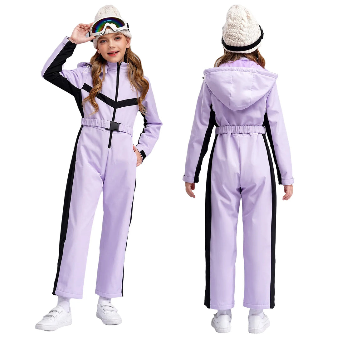 Waterproof one-piece ski suit for girls with fleece lining – Alina