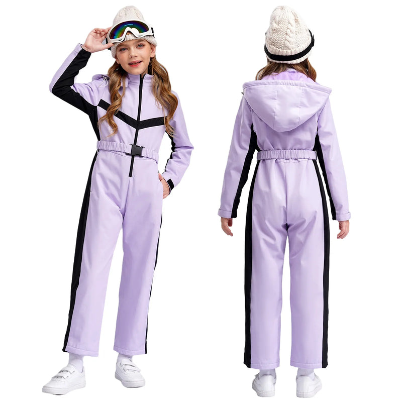 Waterproof one-piece ski suit for girls with fleece lining – Alina