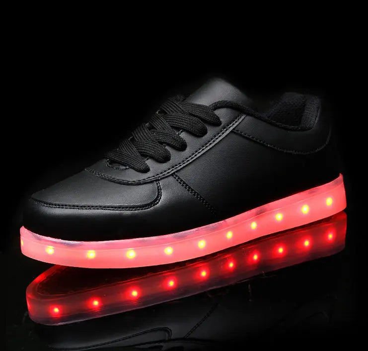 Children's LED sneakers with a colour-changing light effect when walking.