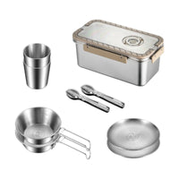 Camping Messware Kit Stainless Steel Dinnerware with Storage Box – CampSet