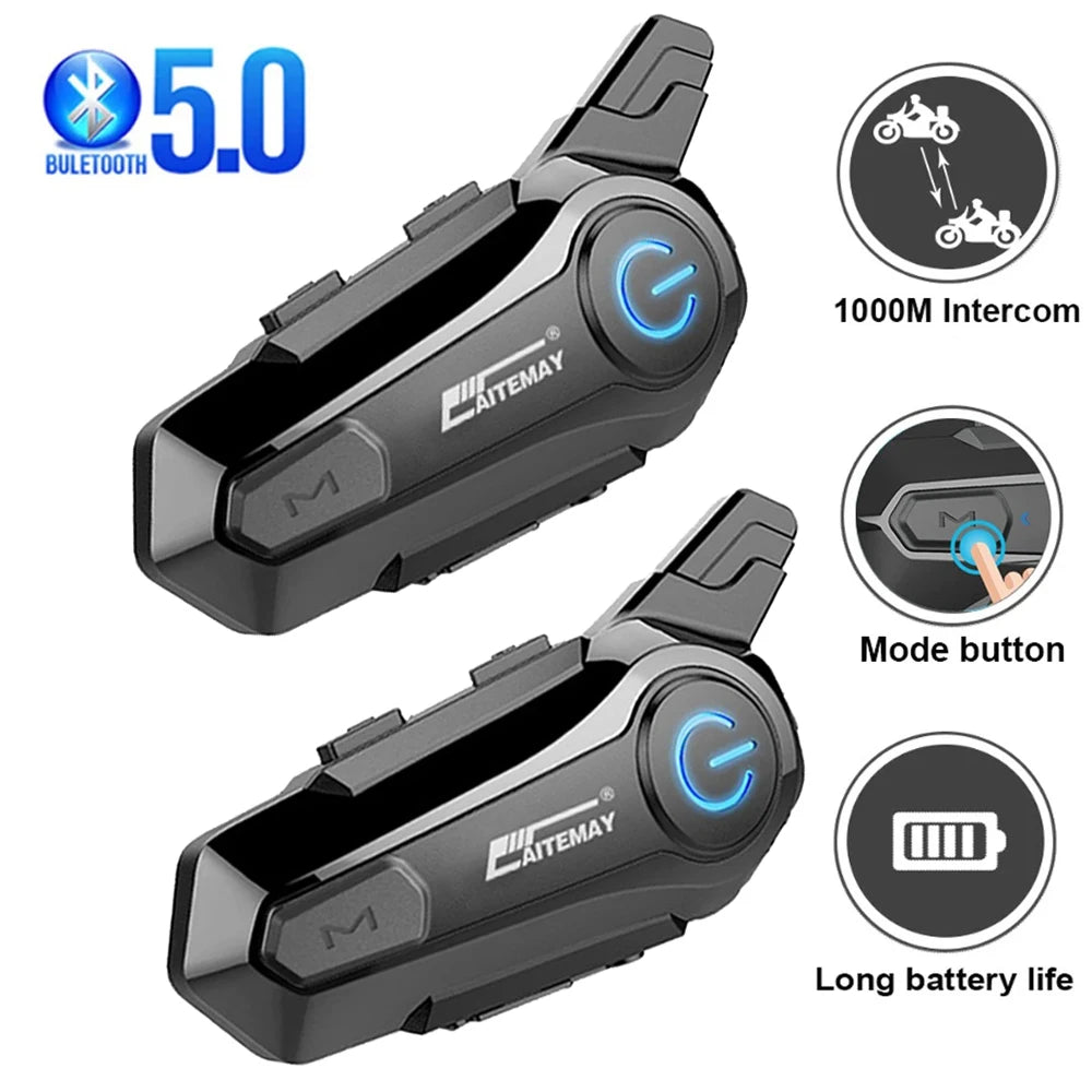 Bluetooth Motorcycle Helmet Intercom Headset with 1000m Range & IPX6 Waterproof – RoadComm
