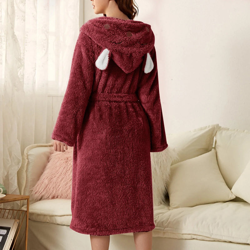 Warm flannel bathrobe with hood and bunny ears – BunnyHug