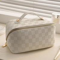 PU leather cosmetic bag with compartments – LuxeCarry