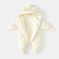 Hooded baby snowsuit with bear motif – cosy & warm for winter