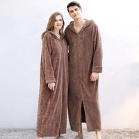 Hooded flannel bathrobe for couples – CosyHug