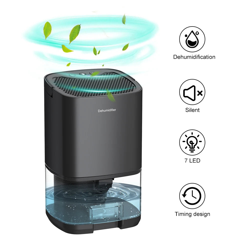 1000ml Portable 2-in-1 Dehumidifier with Air Filter & Night Light – Aveline