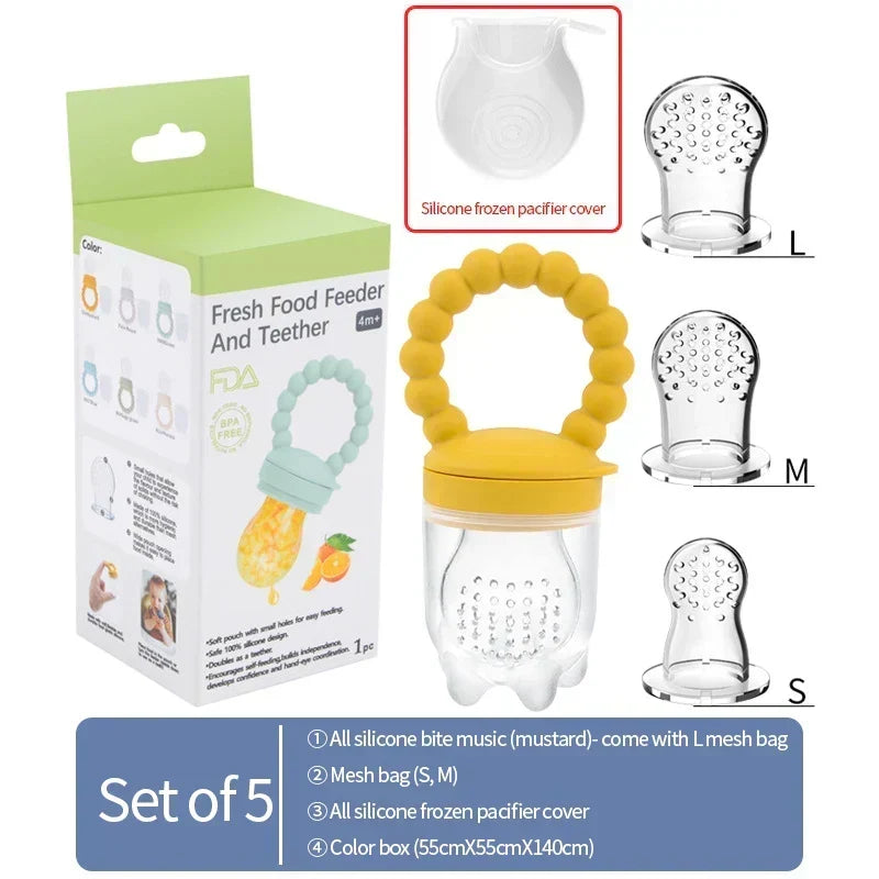 Fruit feeder for babies – safe to chew & helps them learn to eat independently (Buy one, get one free)