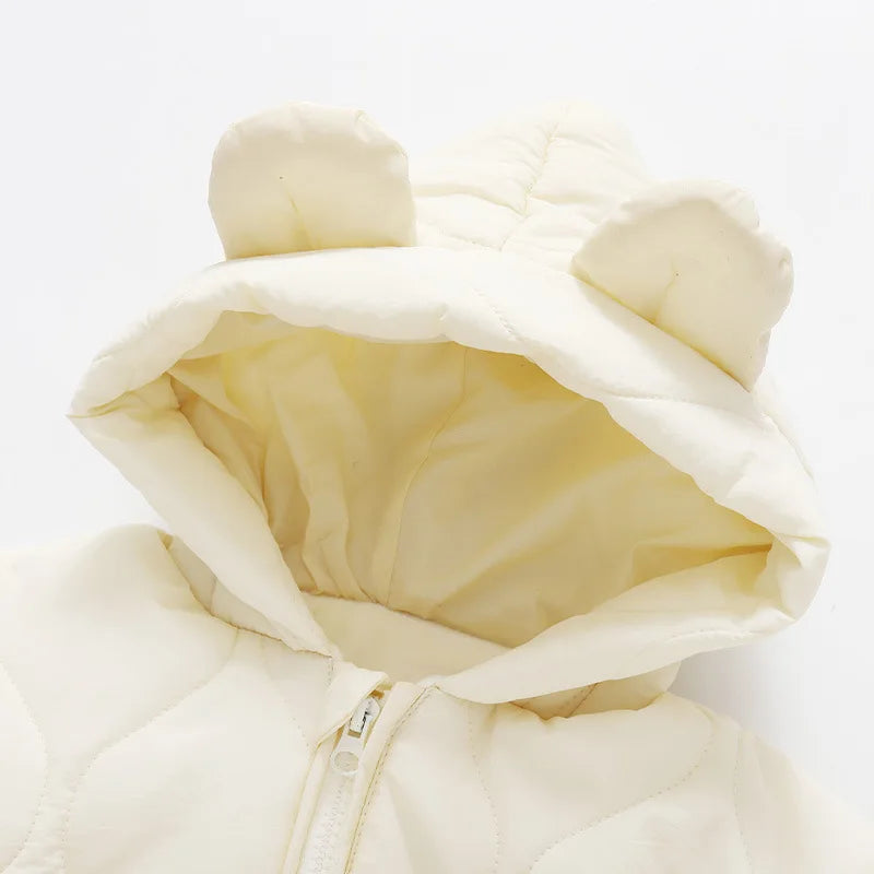 Hooded baby snowsuit with bear motif – cosy & warm for winter