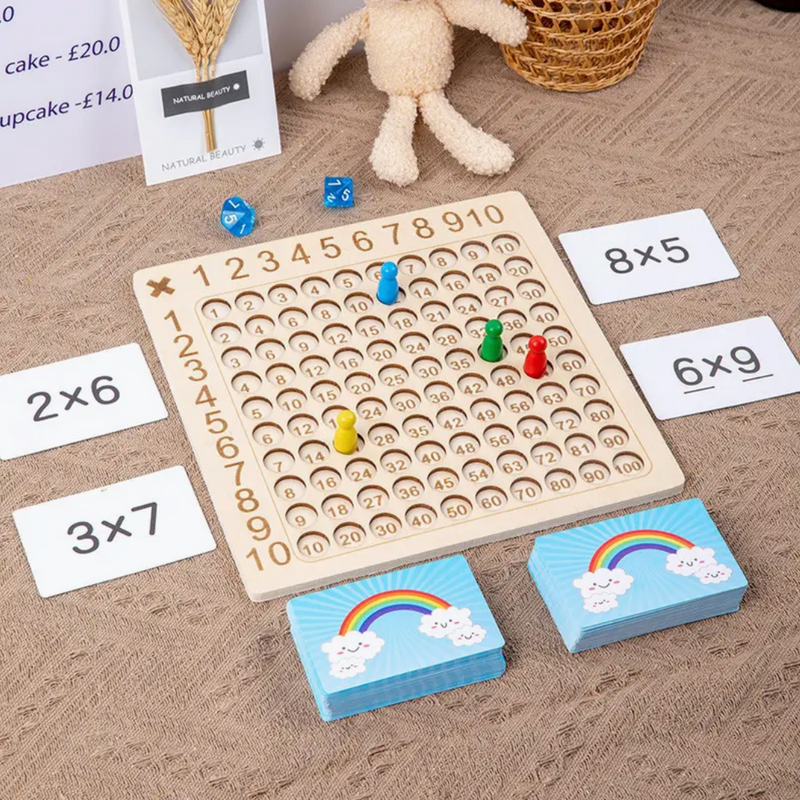 Wooden multiplication game for children with flashcards – Maximo