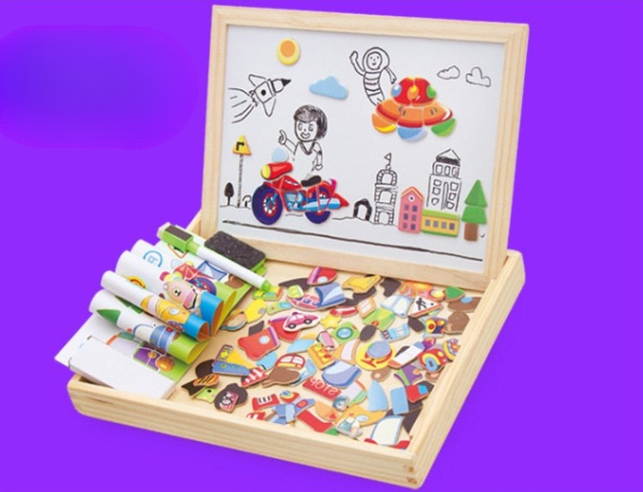 KreativBox magnetic game – fun learning with puzzle & drawing board