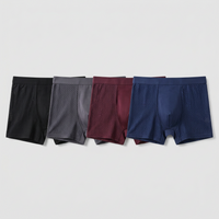 Flat lay of four mesh-panelled boxer shorts in black, grey, burgundy and navy blue 3