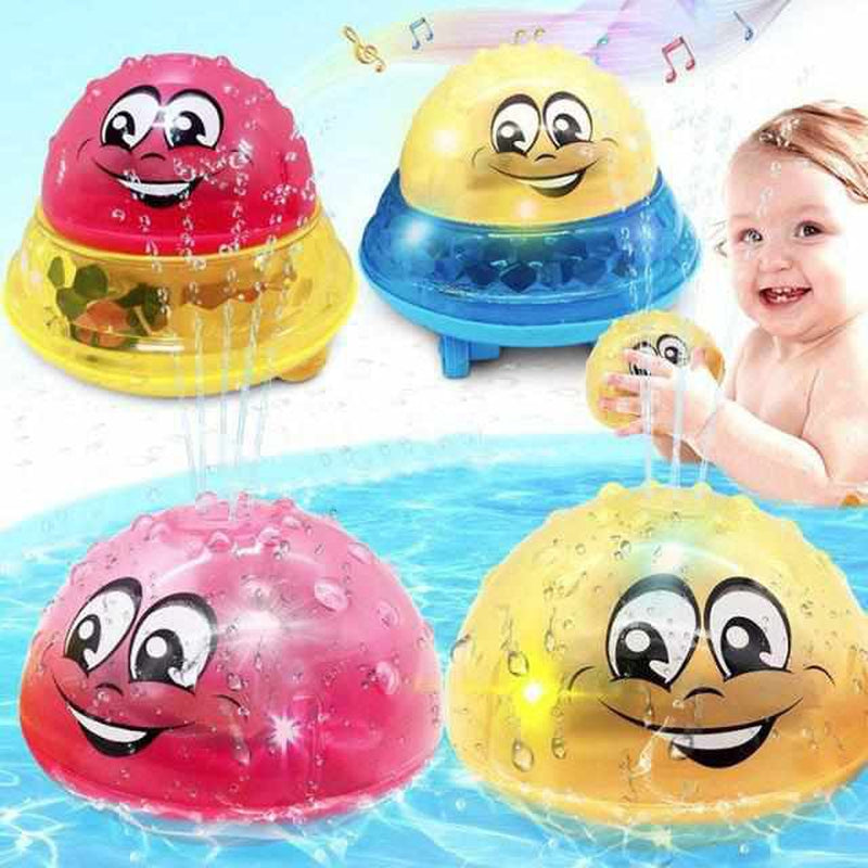 Bath toy ball with light effects, fountain and motorised drive for children