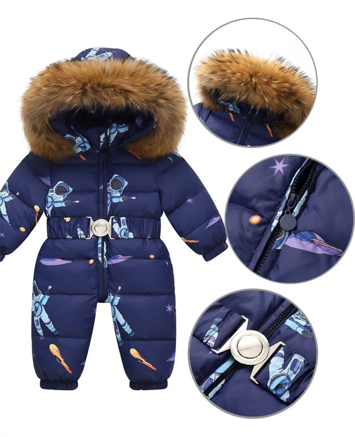 Lined, waterproof winter suit with hood and belt – Winterzauber Niko