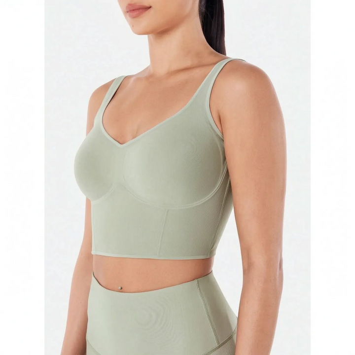 Seamless Cropped Tank Top With Bra - Contoura