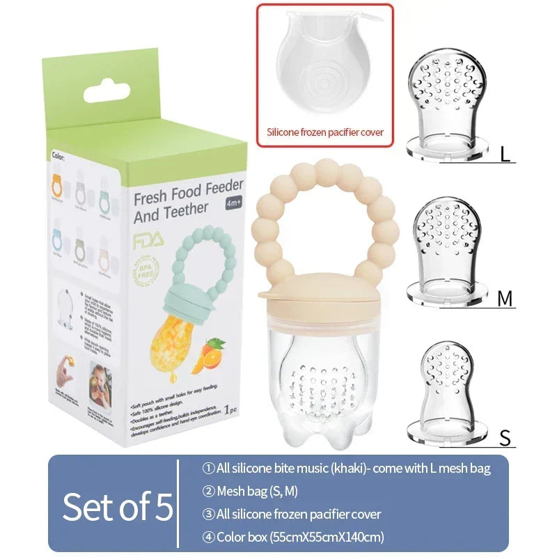 Fruit feeder for babies – safe to chew & helps them learn to eat independently (Buy one, get one free)