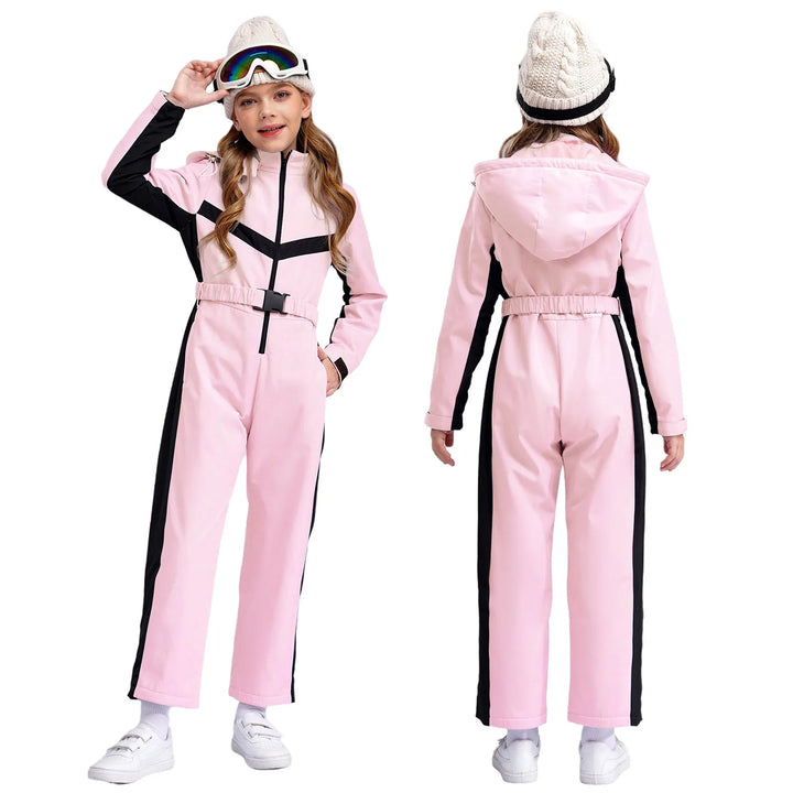 Waterproof one-piece ski suit for girls with fleece lining – Alina