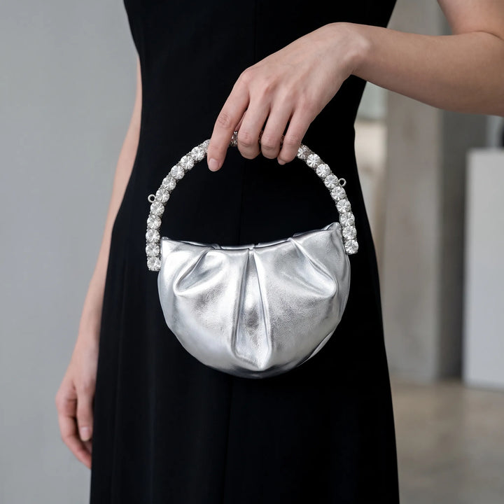 Semi-Circular Embellished Evening Clutch Bag - Novalia