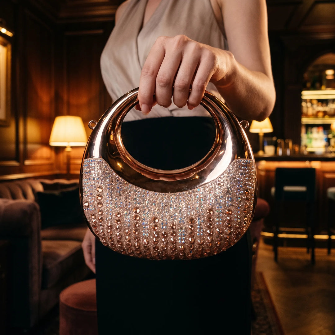 Semi-Circular Structured Evening Clutch Bag - Celandia