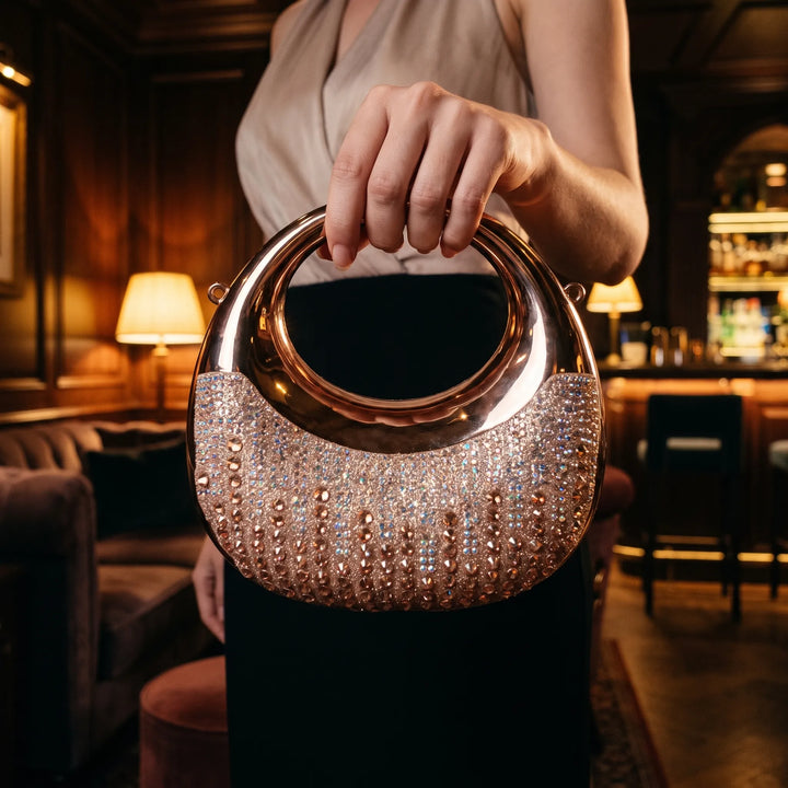 Semi-Circular Structured Evening Clutch Bag - Celandia