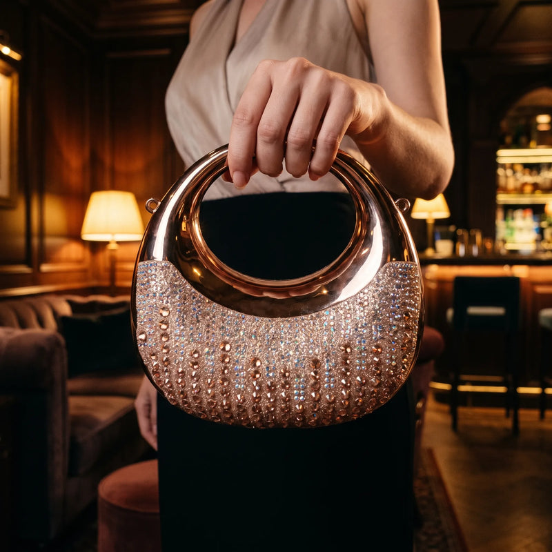 Semi-Circular Structured Evening Clutch Bag - Celandia
