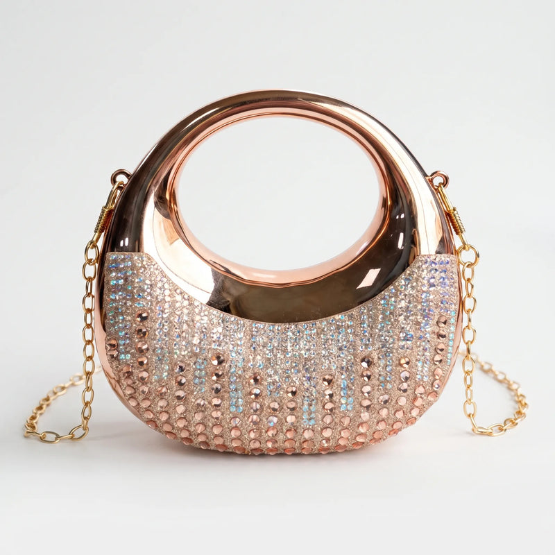 Semi-Circular Structured Evening Clutch Bag - Celandia