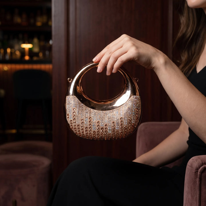 Semi-Circular Structured Evening Clutch Bag - Celandia