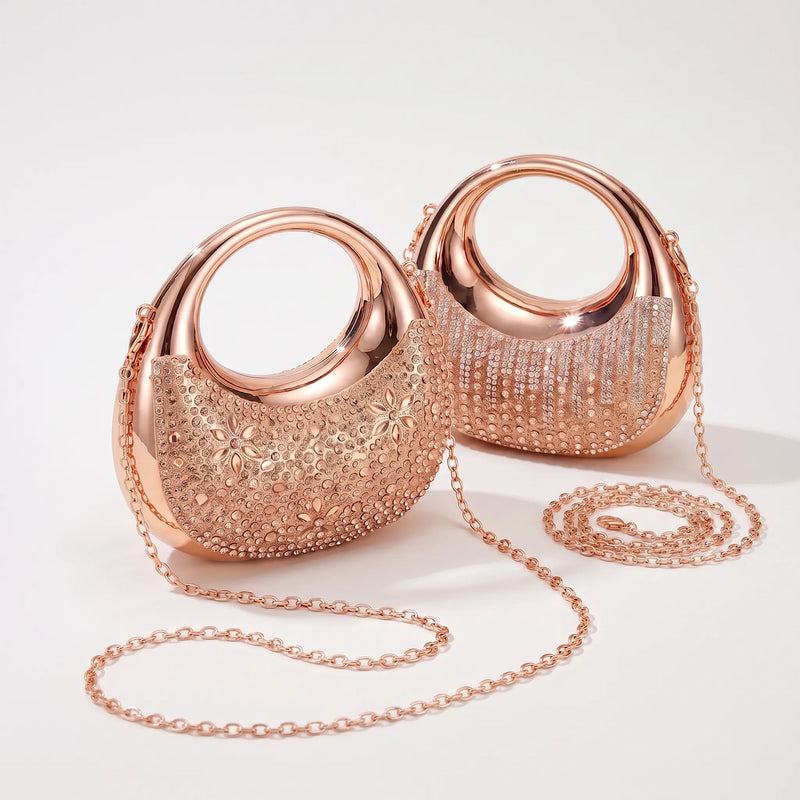 Semi-Circular Structured Evening Clutch Bag - Celandia