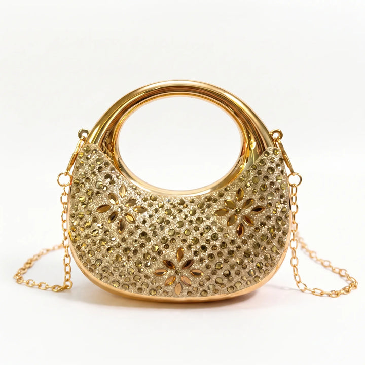 Semi-Circular Structured Evening Clutch Bag - Celandia