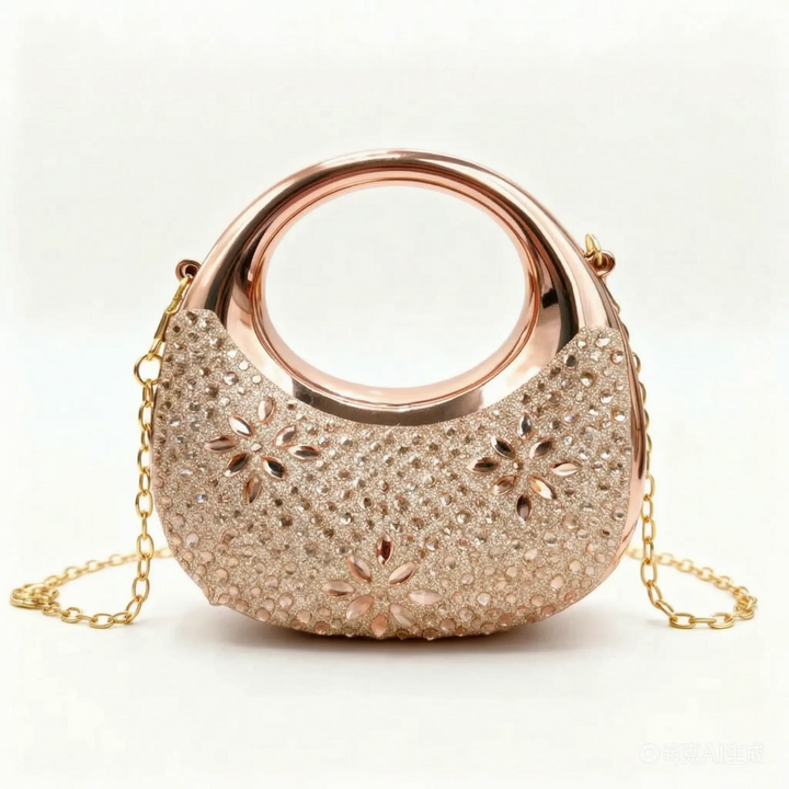 Semi-Circular Structured Evening Clutch Bag - Celandia