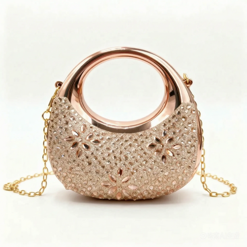 Semi-Circular Structured Evening Clutch Bag - Celandia