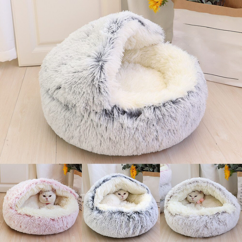 Semi-Enclosed Hooded Cat Cave Bed - Felinook