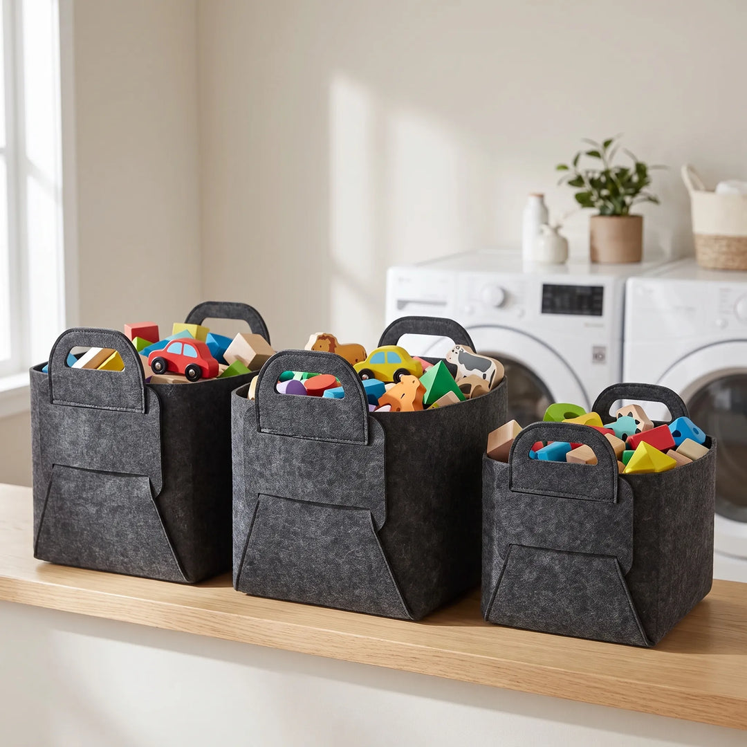 Set Of 3 Minimalist Foldable Storage Baskets - Loxus