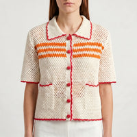 Short Sleeve Knitted Cardigan -  Penny