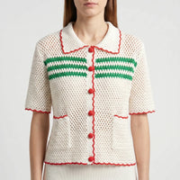 Short Sleeve Knitted Cardigan -  Penny