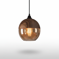 Skandinavische Holzglas Hängeleuchte - ScandiSphere