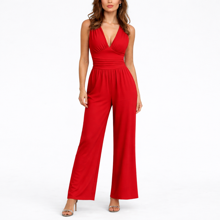 Sleeveless V-Neck Wide-Leg Jumpsuit - Kristy