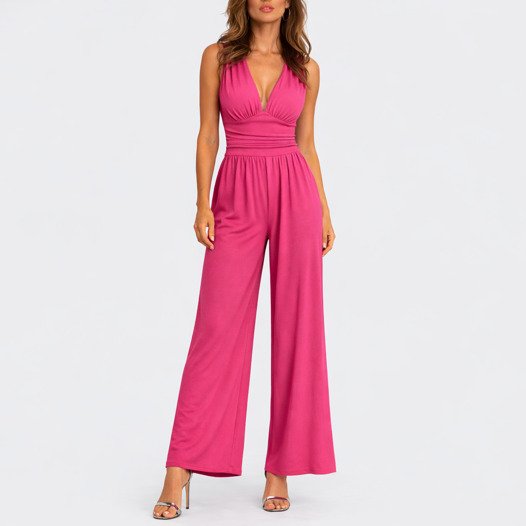 Sleeveless V-Neck Wide-Leg Jumpsuit - Kristy