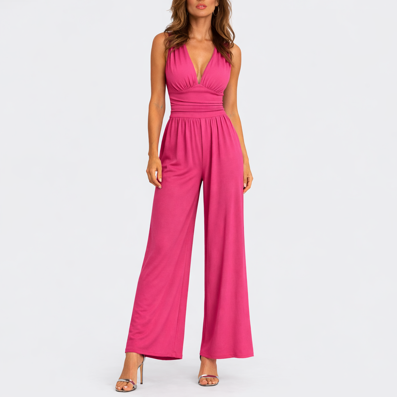 Sleeveless V-Neck Wide-Leg Jumpsuit - Kristy