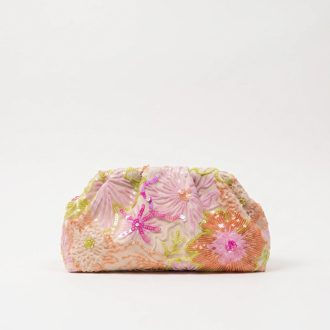 Soft Embroidered Ladies Evening Clutch Bag - Fleuris