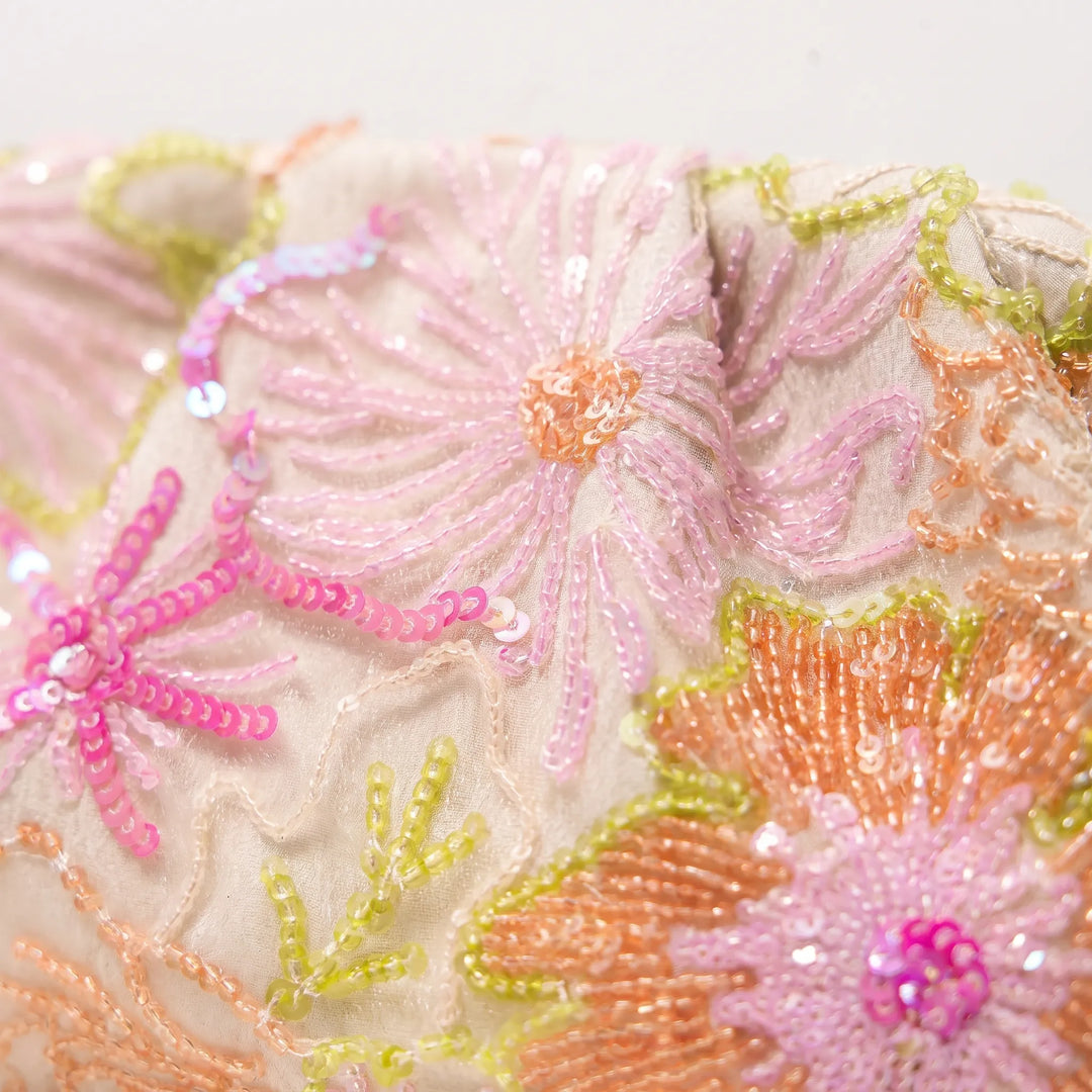 Soft Embroidered Ladies Evening Clutch Bag - Fleuris