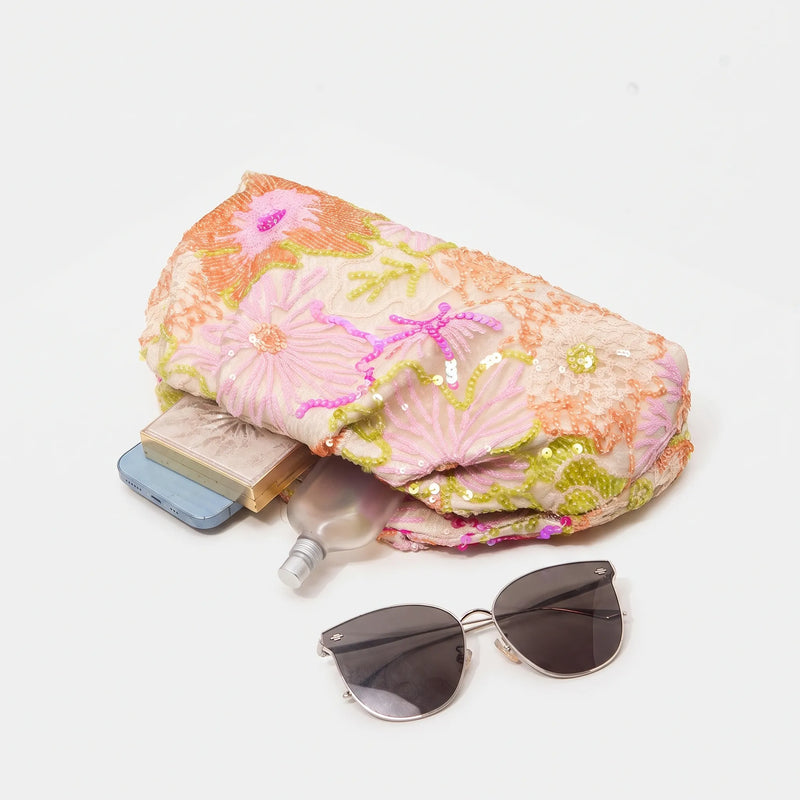 Soft Embroidered Ladies Evening Clutch Bag - Fleuris
